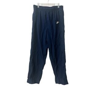 Vintage Y2k Nike Gray Tag Men's L Navy Swoosh Windbreaker Track Pants Ankle Zip